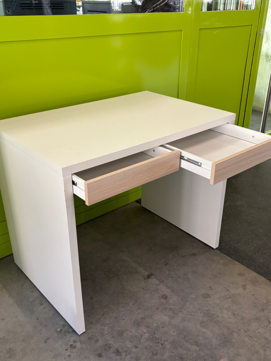 Weisser Schreibtisch mit 2 Schubladen, 90x60x75cm – Bild 2