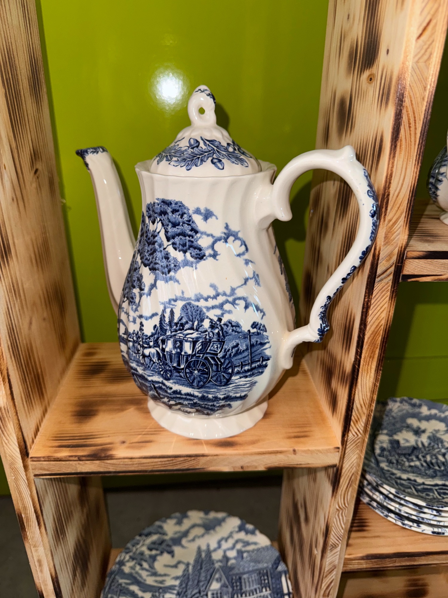 Kaffeeservice blau-weiss, Kutschen-Motiv – Bild 5