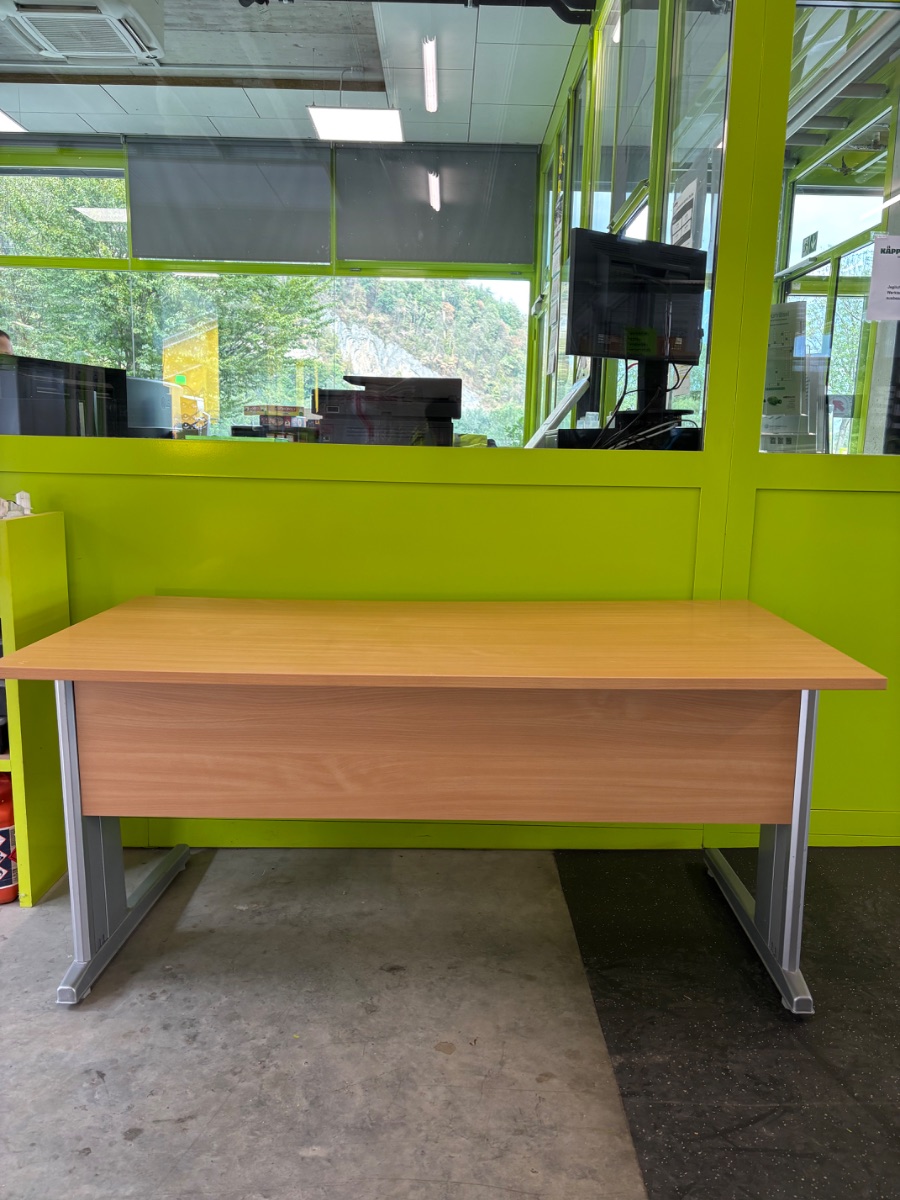 Bürotisch Buche 160x80cm, silberne Metallbeine