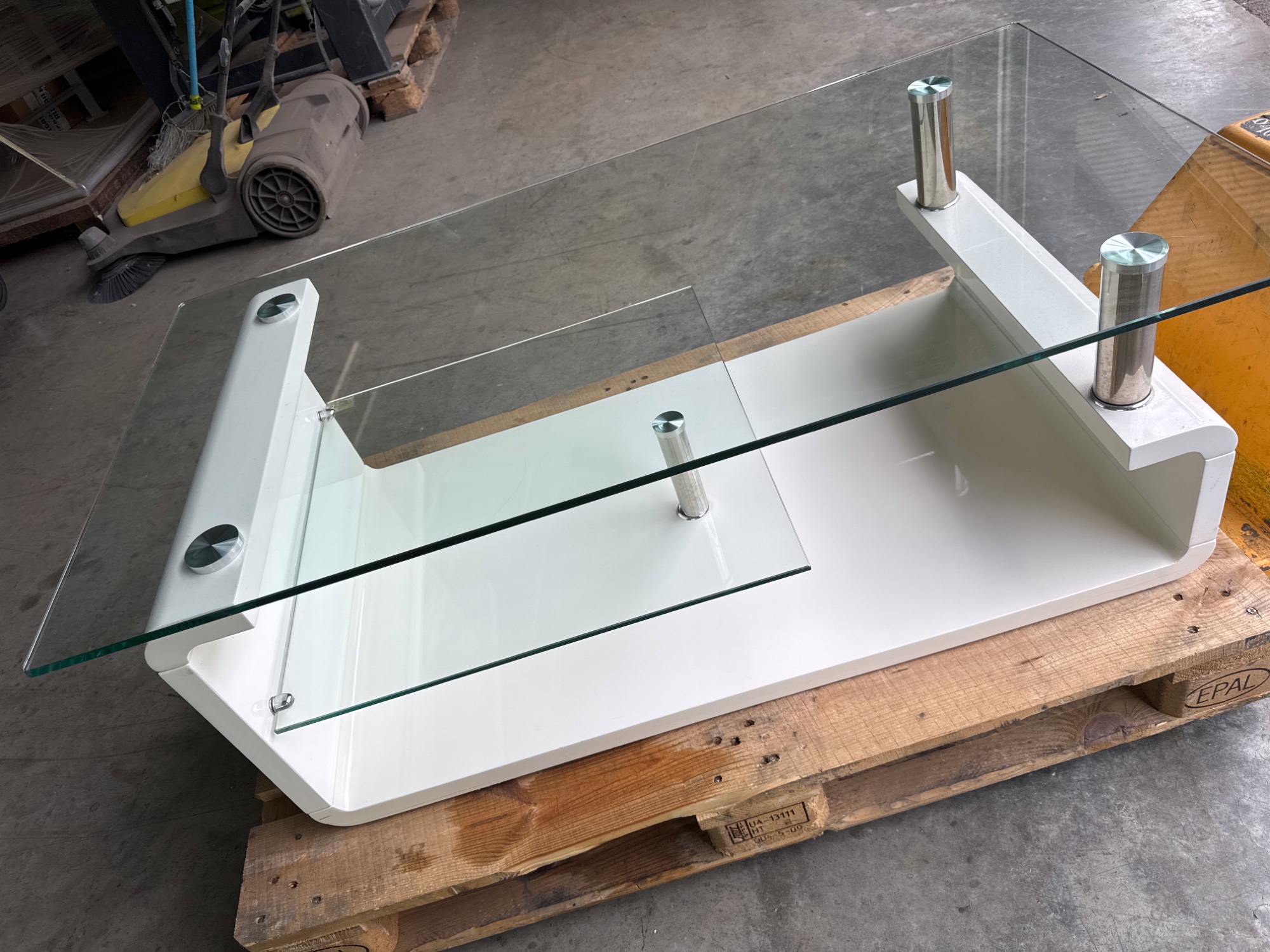 Couchtisch weiss hochglanz mit Glasplatte – Bild 2