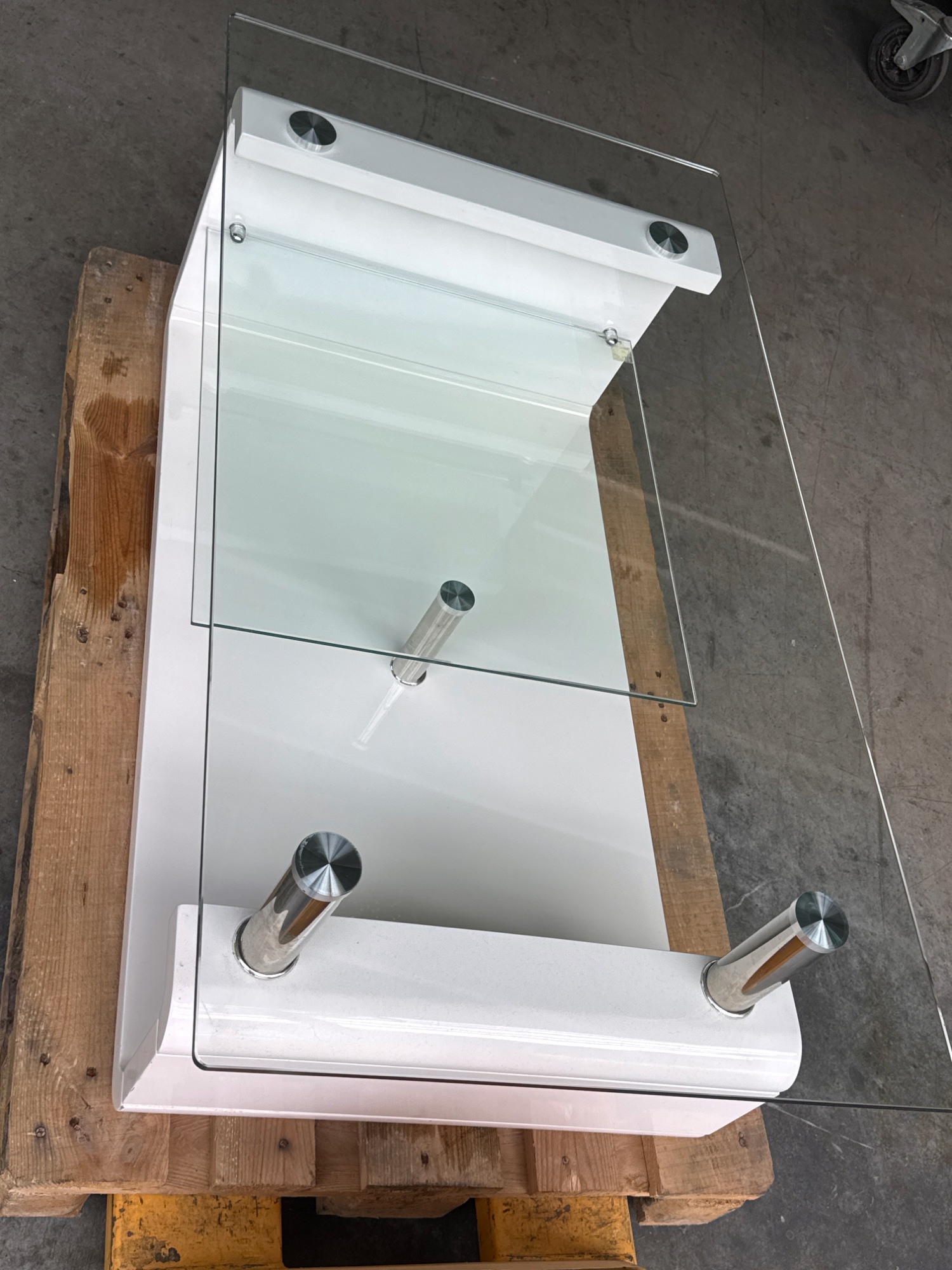 Couchtisch weiss hochglanz mit Glasplatte – Bild 6