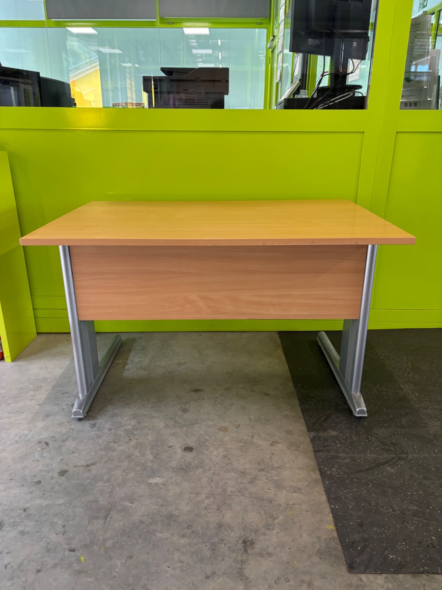 Bürotisch Beige 120x80cm, Metallgestell silber