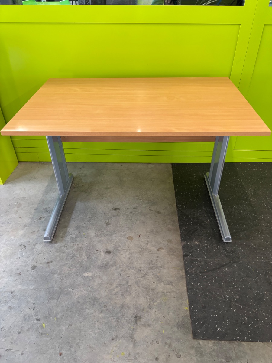 Bürotisch Beige 120x80cm, Metallgestell silber – Bild 2