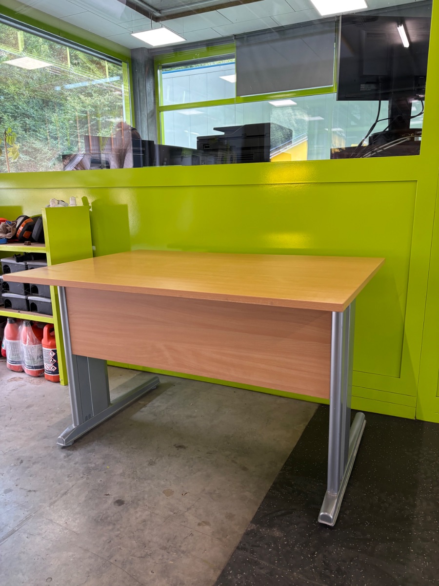 Bürotisch Beige 120x80cm, Metallgestell silber – Bild 3