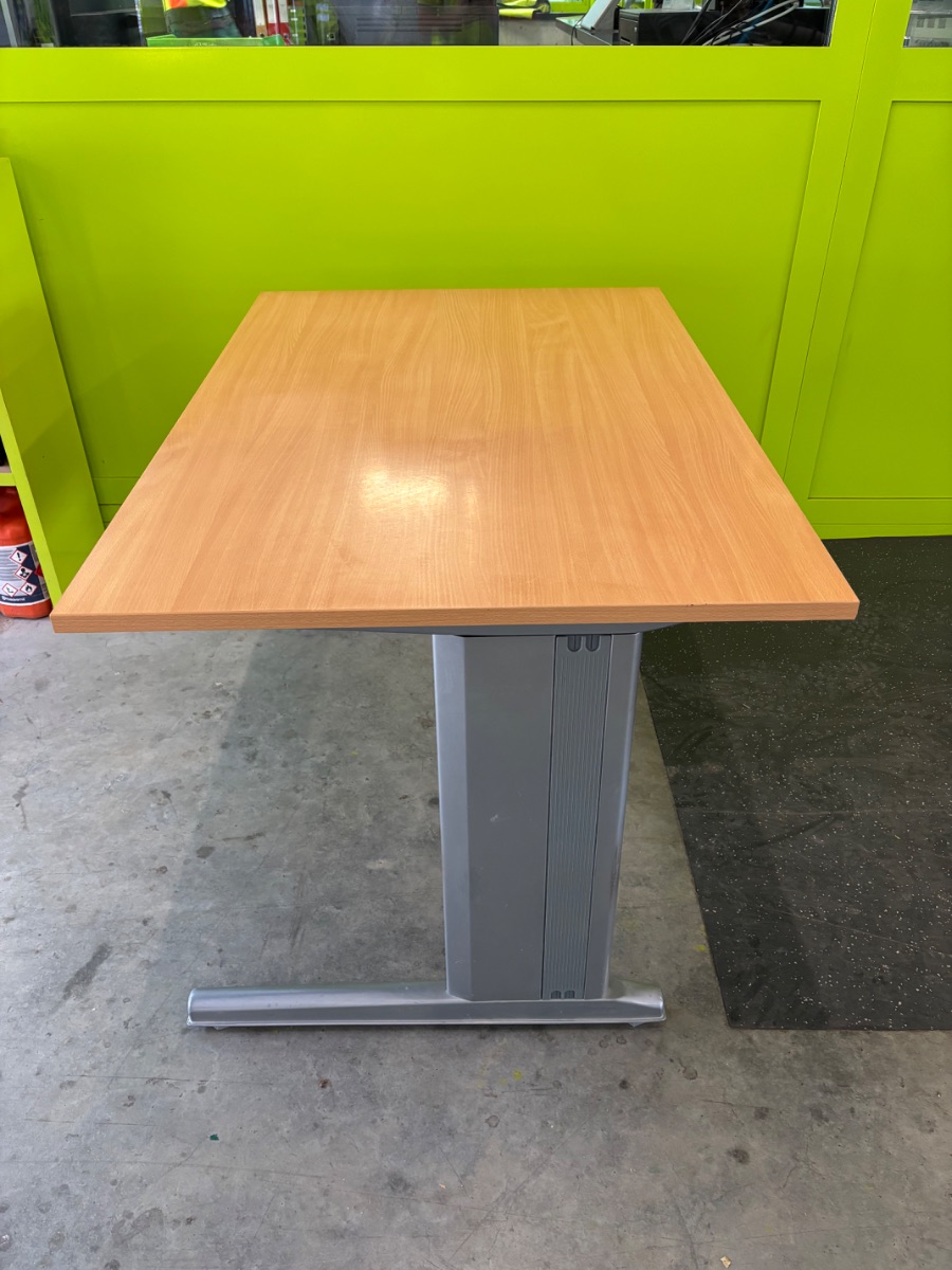 Bürotisch Beige 120x80cm, Metallgestell silber – Bild 4