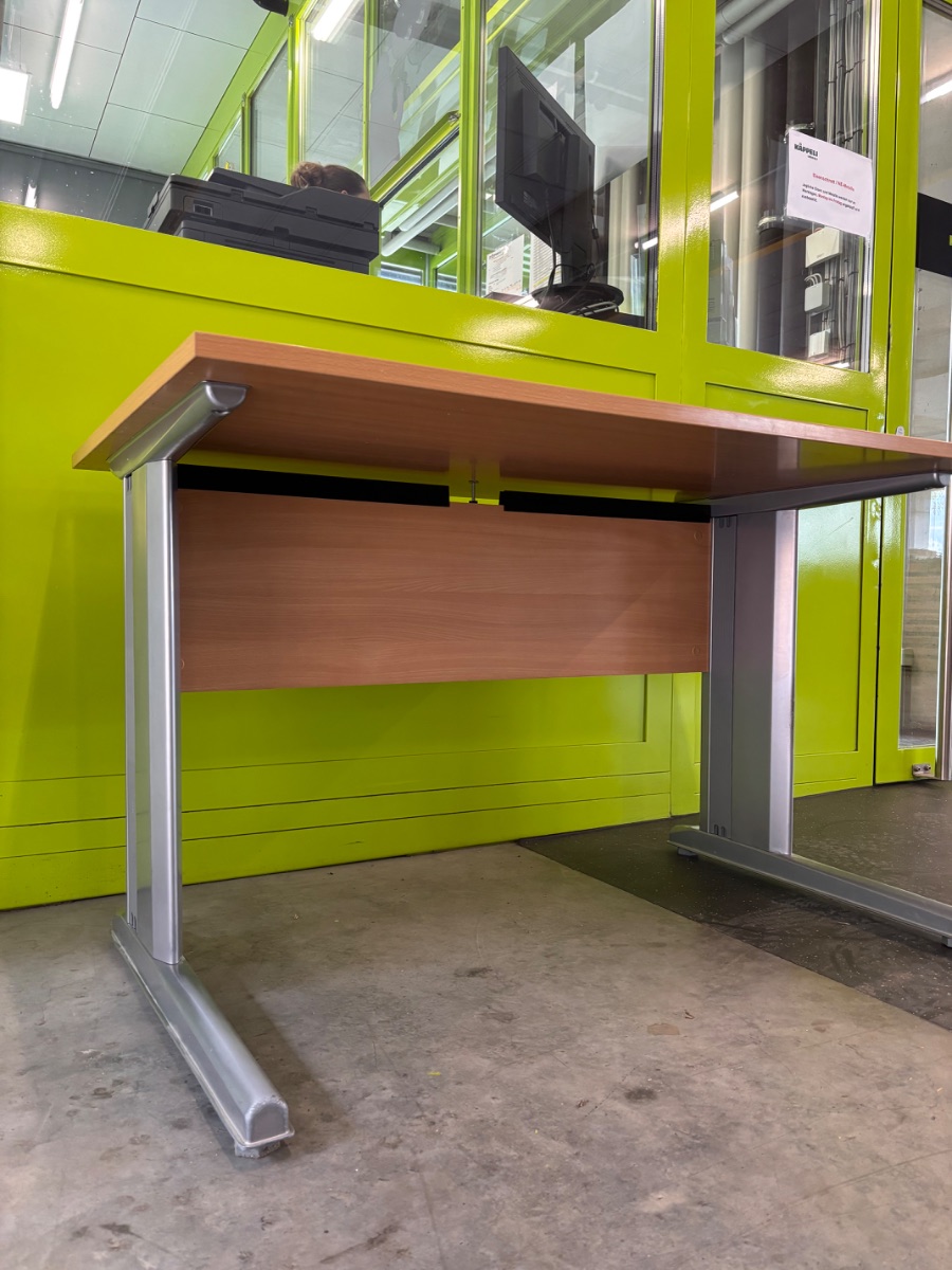 Bürotisch Beige 120x80cm, Metallgestell silber – Bild 5