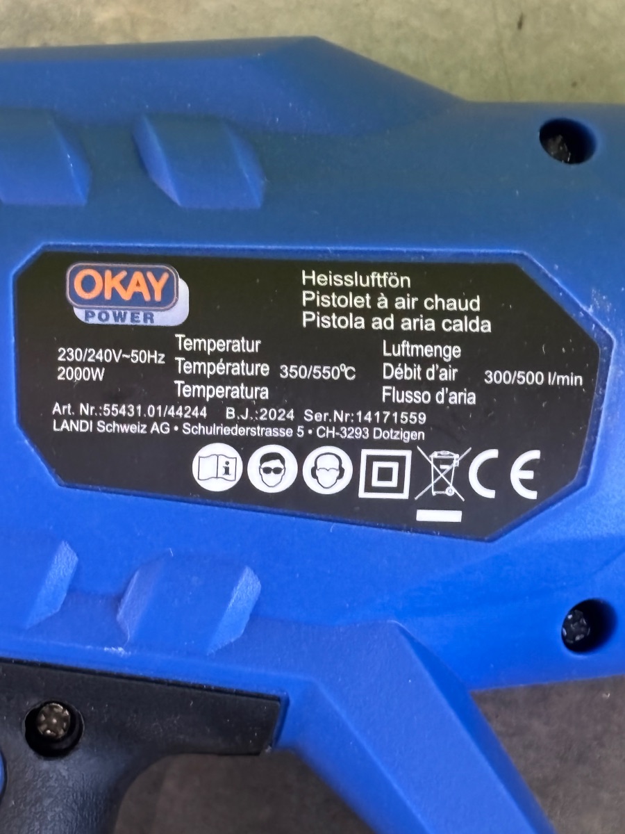 Okay Power Heissluftfön 2000W – 350/550°C – Bild 3
