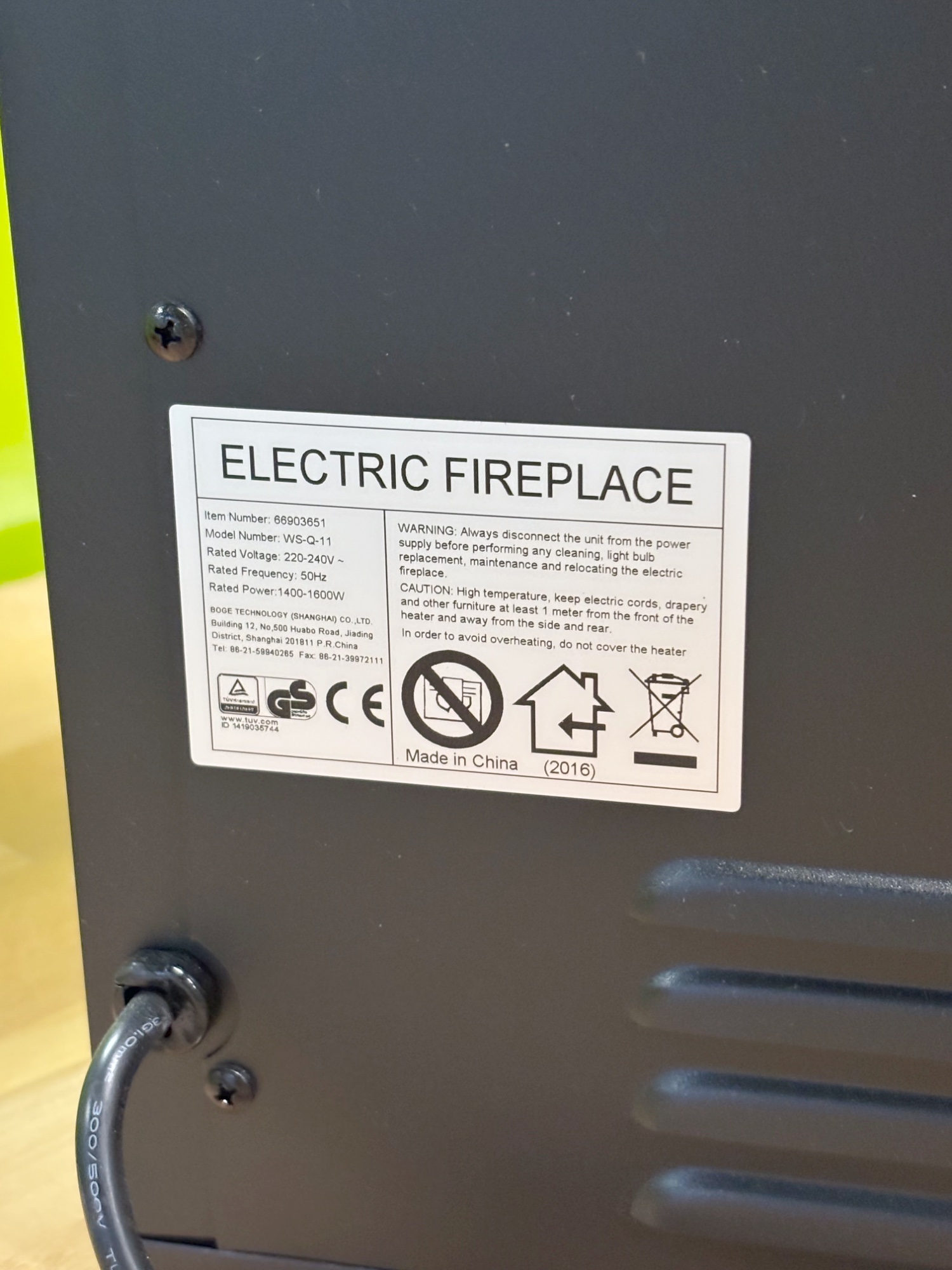 Elektrokamin Einbau-Kamineinsatz WS-Q-11, schwarz – Bild 3